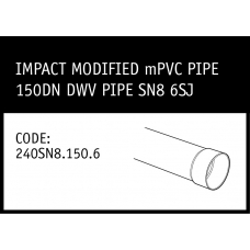 Marley Impact Modified mPVC Pipe 150DN DWV Pipe SN8 6SJ - 240SN8.150.6